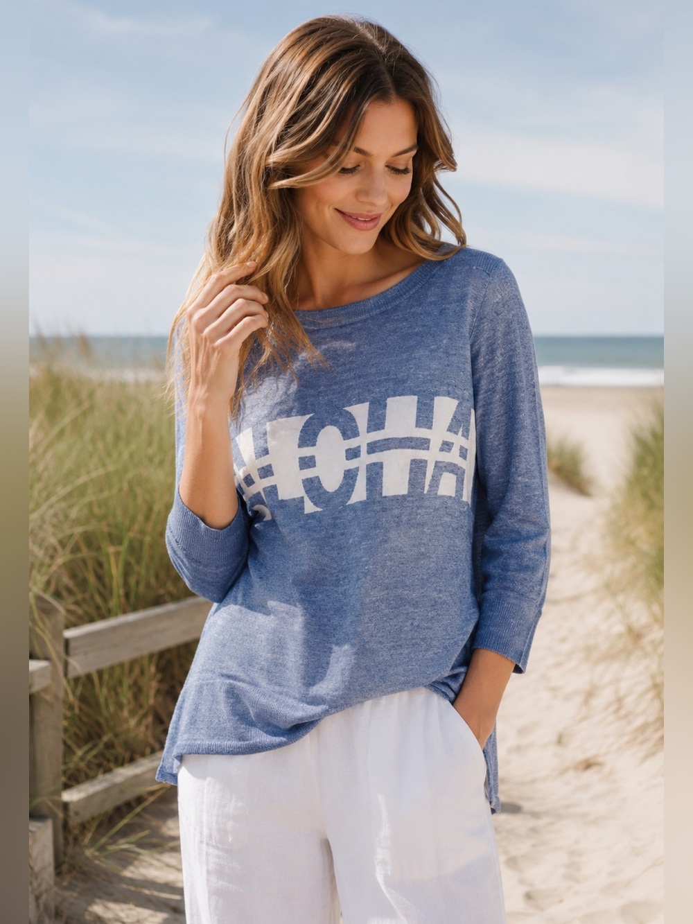 Madewell Aloha Linen Sweater Blue Boatneck Lightweight Resort‎ Top M